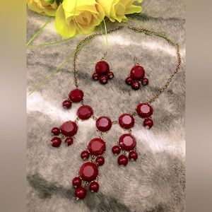 Red Necklace and Earrings